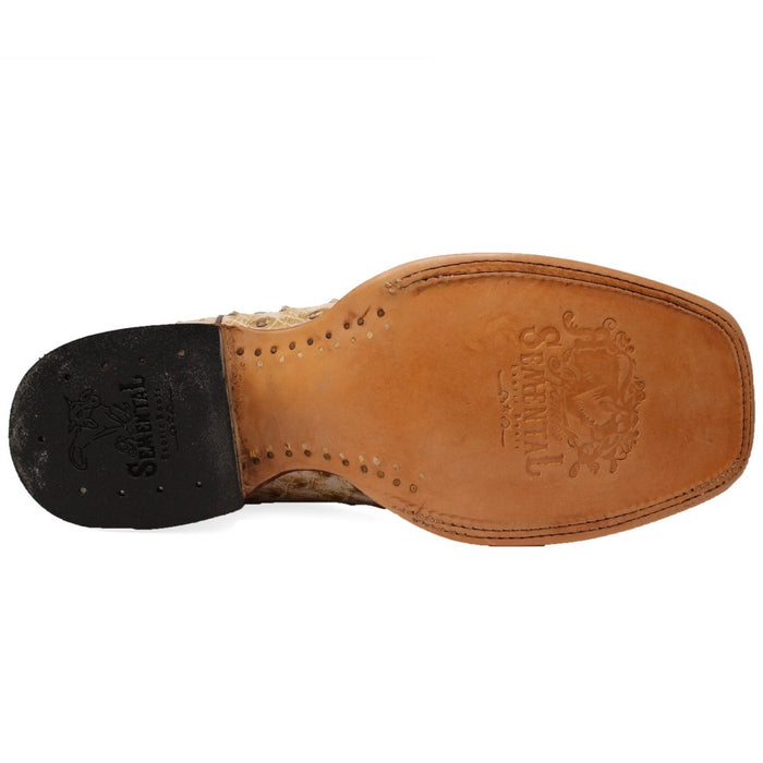 Men's Genuine Full Quill Ostrich Square Toe Boots Rio Grand Antique