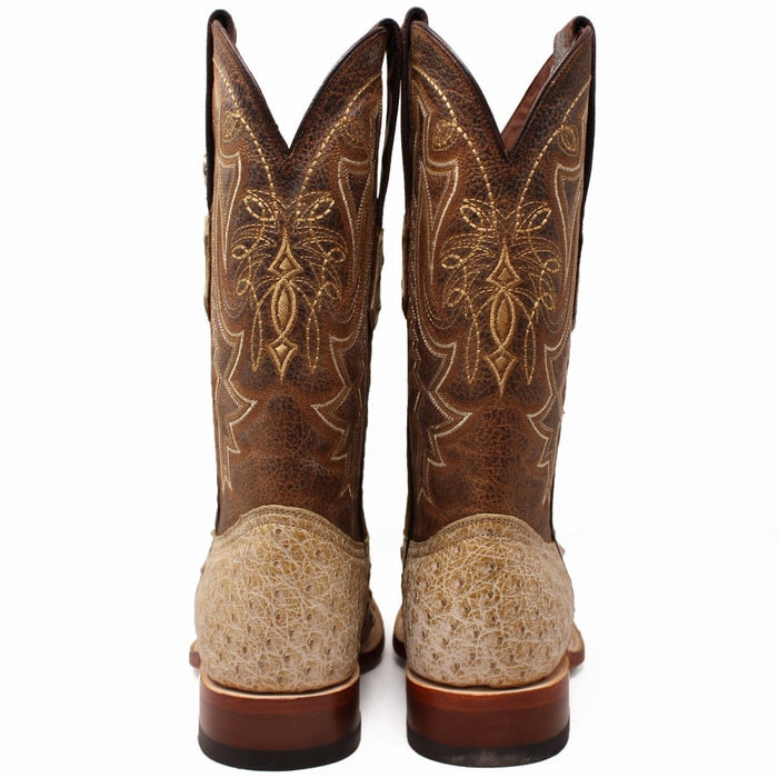 Men's Genuine Full Quill Ostrich Square Toe Boots Rio Grand Antique