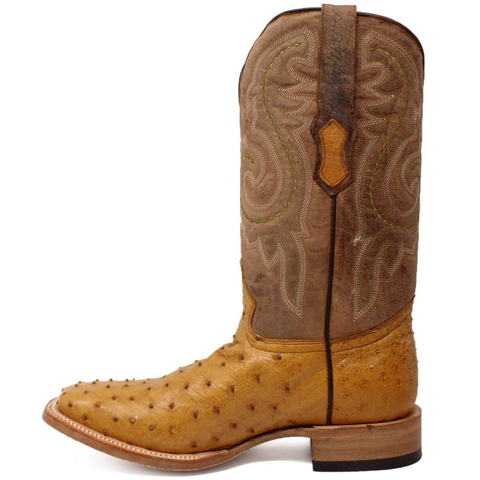 Men's Genuine Full Quill Ostrich Square Toe Boots Rio Grand Antique