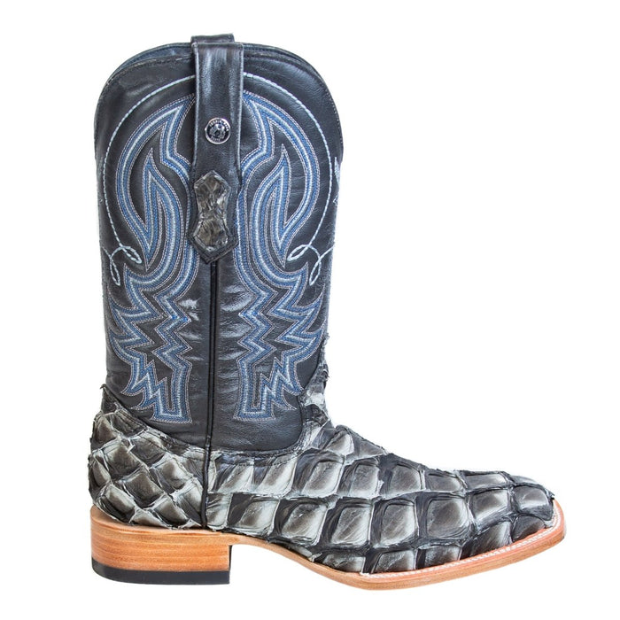 Men's Genuine Monster Fish Square Toe Boots Blue