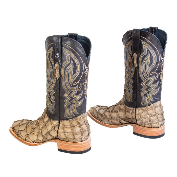 Men's Genuine Monster Fish Square Toe Boots Bone