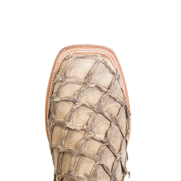 Men's Genuine Monster Fish Square Toe Boots Bone