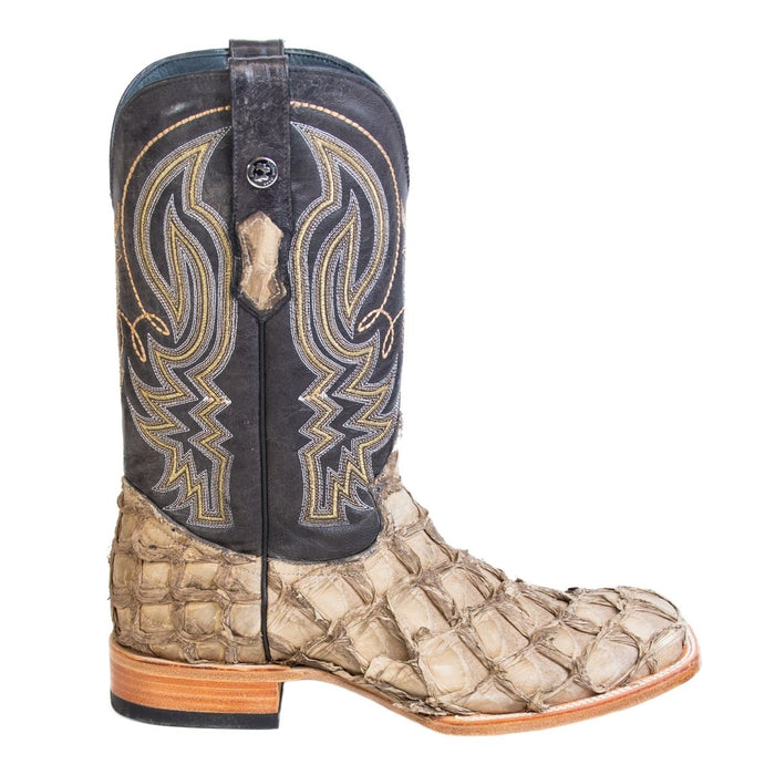 Men's Genuine Monster Fish Square Toe Boots Bone