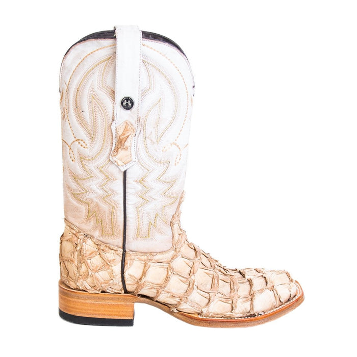 Men's Genuine Monster Fish Square Toe Boots Bone