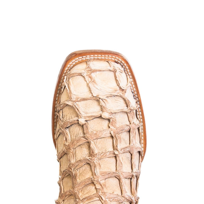 Men's Genuine Monster Fish Square Toe Boots Bone