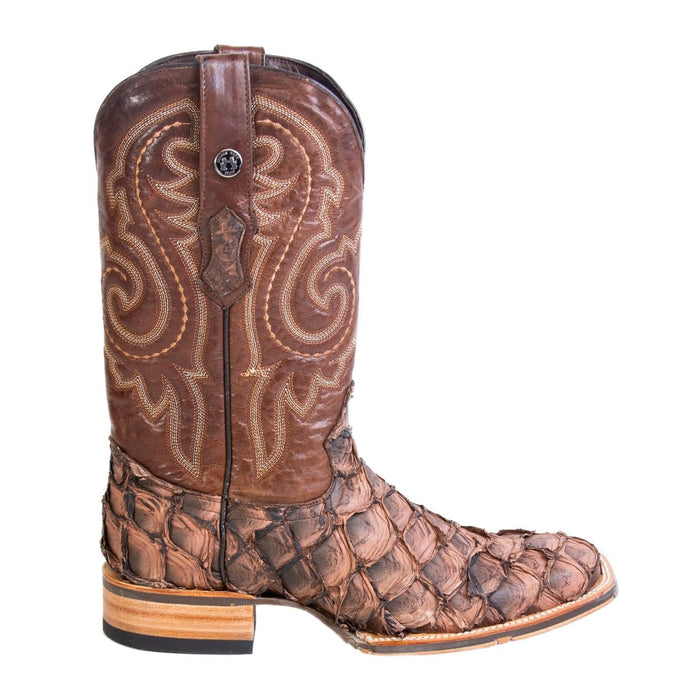 Men's Genuine Monster Fish Square Toe Boots Brown