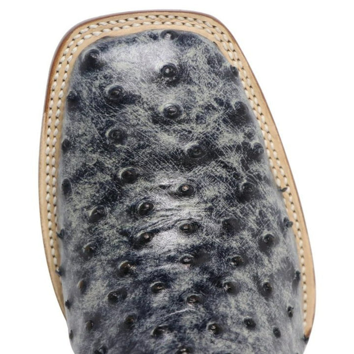 Men's Guthrie Print Ostrich Square Toe Boots Rustic Black