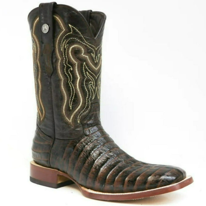 Tanner Mark Men's Beau Python Print Square Toe Boots Brown