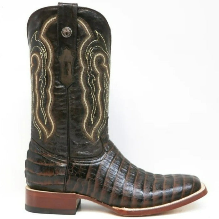 Tanner Mark Men's Beau Python Print Square Toe Boots Brown