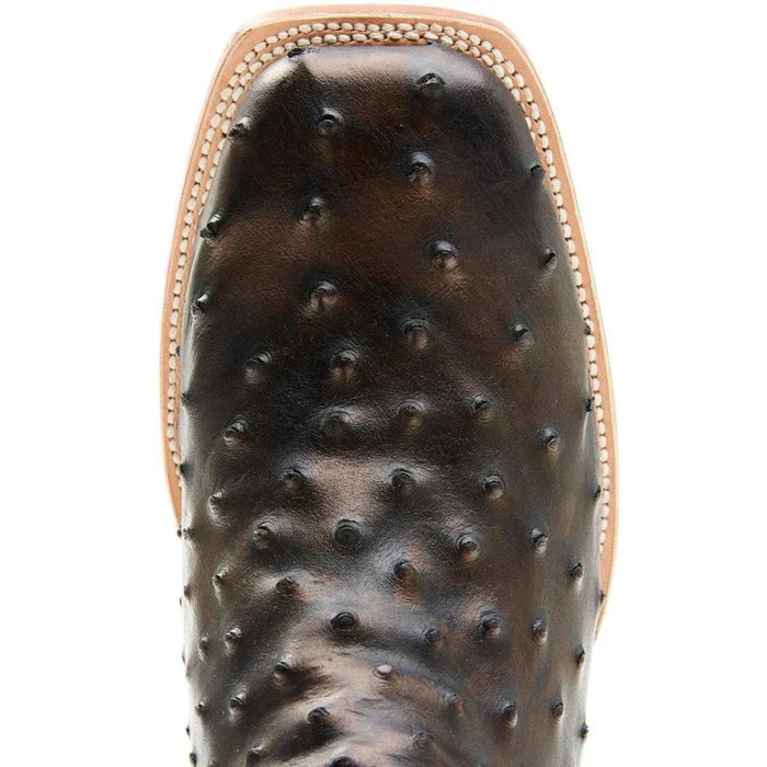 Men's Cahill Print Ostrich Square Toe Boots Black
