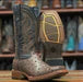 Men's Print Ostrich Square Toe Boots Brown