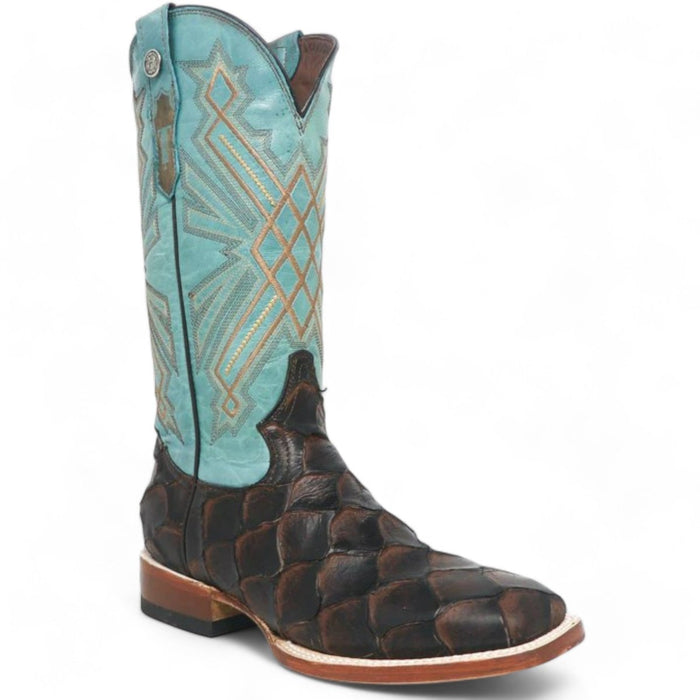 Women's 'Kennedy' Ostrich Print Square Toe Boots Black