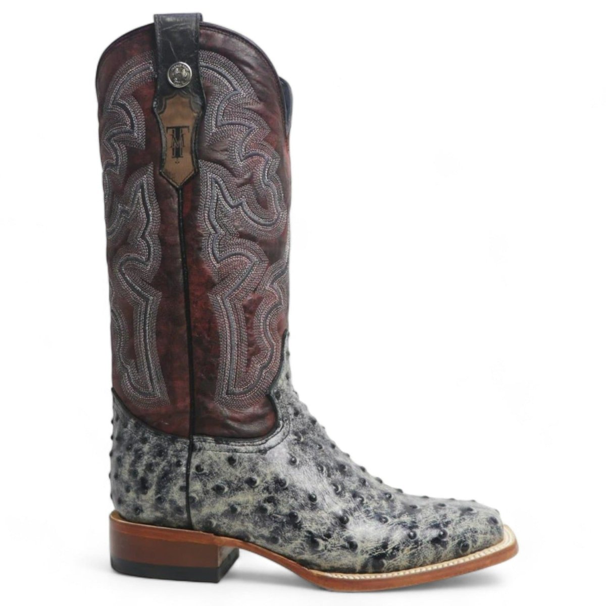 Tanner Mark Women's 'Rita Ballou' Ostrich Print Square Toe Boots Black
