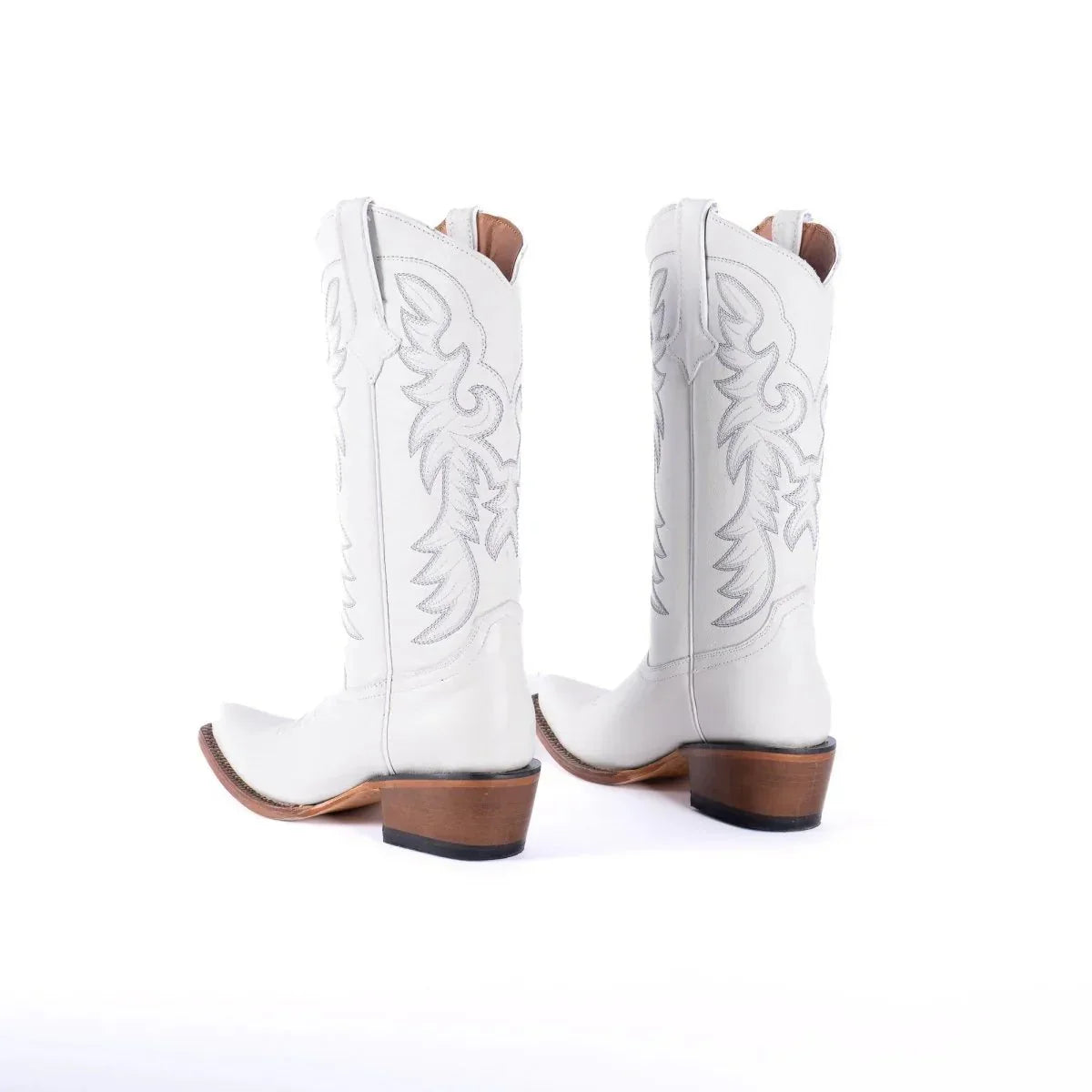 Tanner Mark Women's Snip Toe Leather Boots White Calf