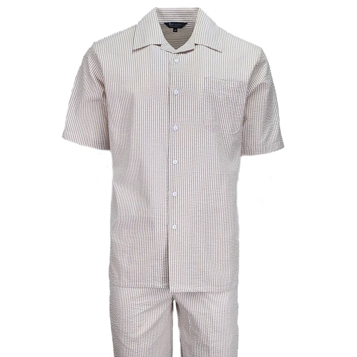 Tan Seersucker 2pc Set by Alligator Warehouse