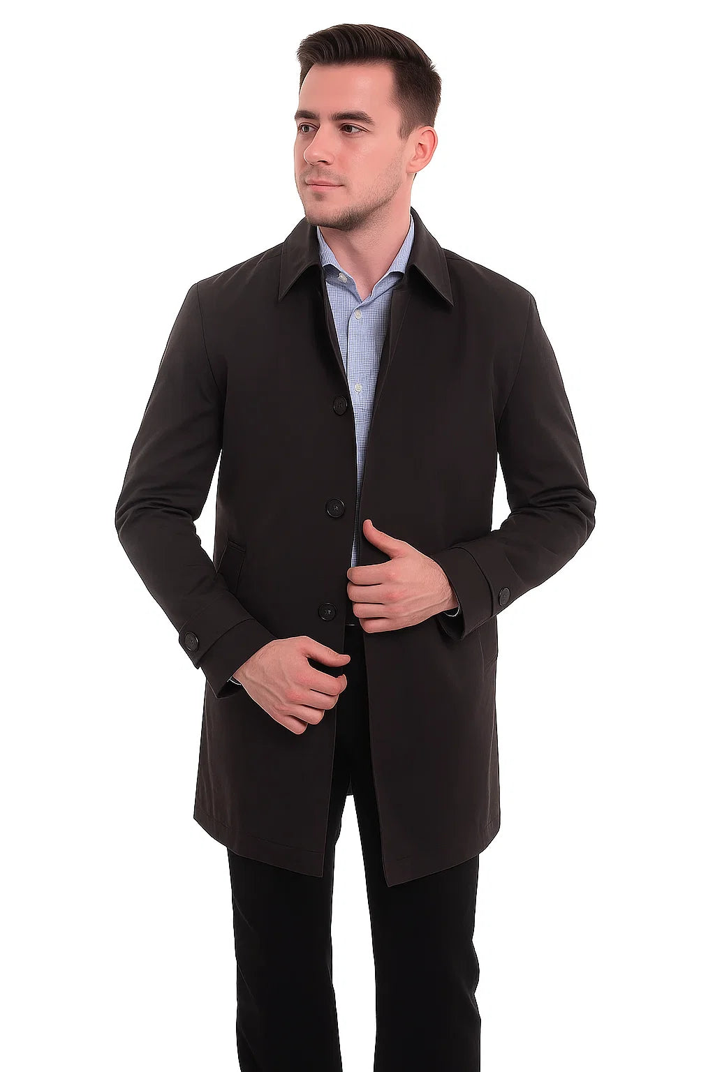 Men's Trenchcoat Solid Black