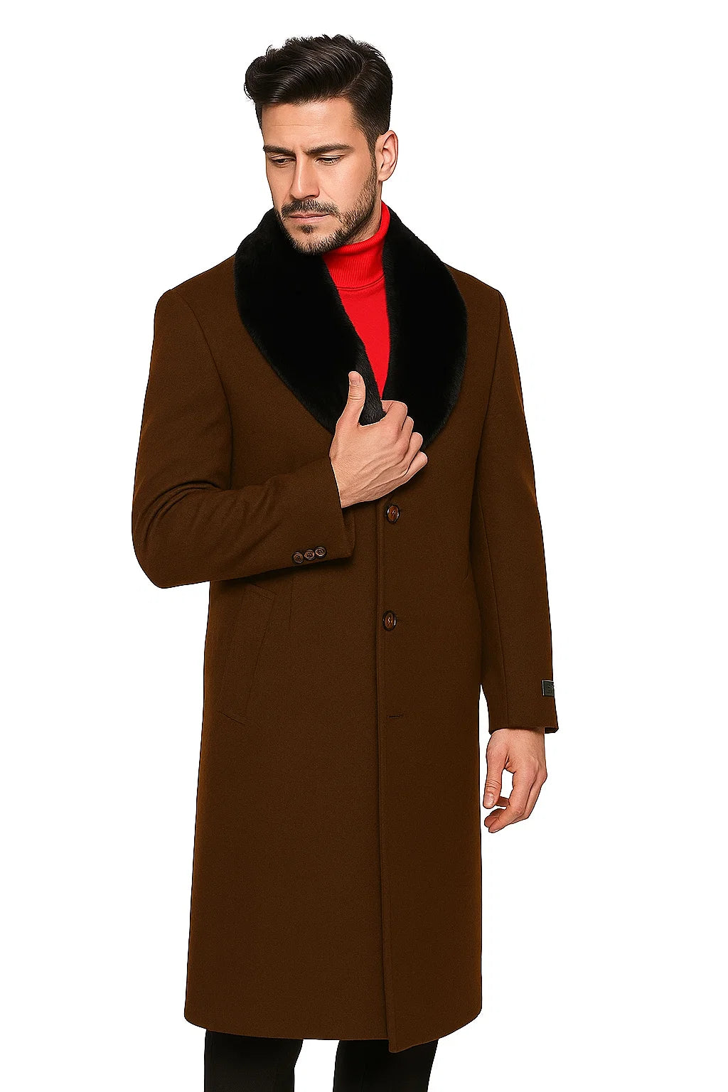 Men's Big And Tall Overcoat Long Men's Dress Topcoat - Winter coat 4XL 5XL 6XL Brown