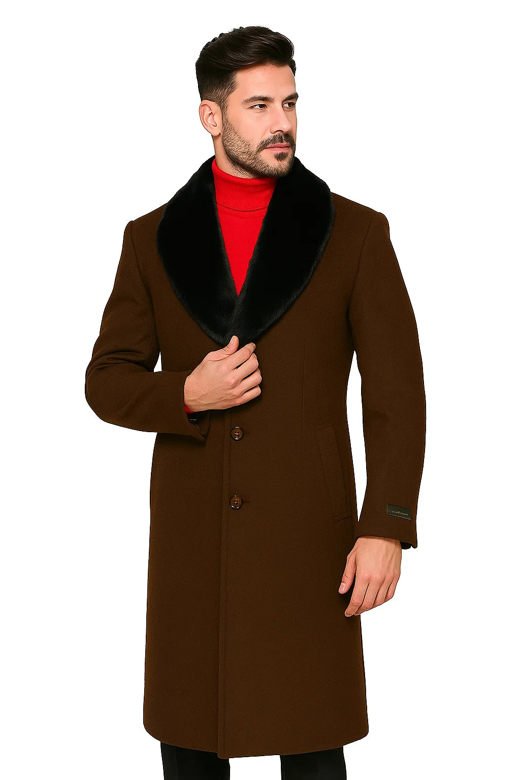 Men's Big and Tall Overcoat Long Dress Topcoat Winter Coat 4XL 5XL 6XL Brown 34 Short or Extra Small