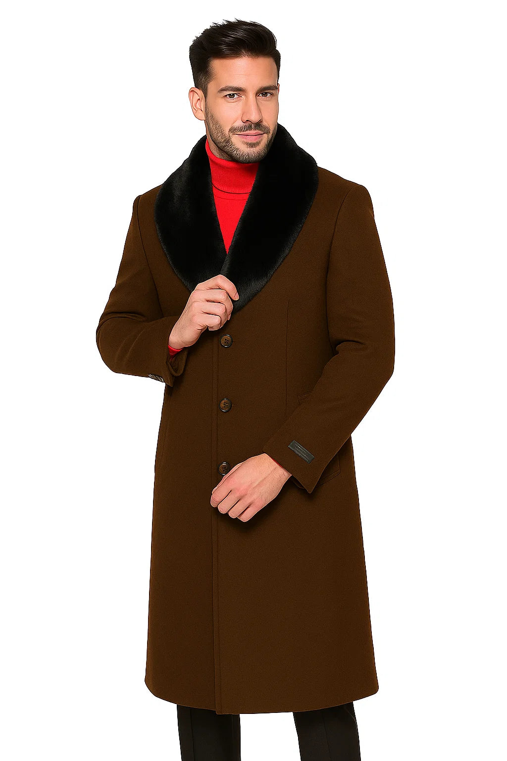 Men's Big And Tall Overcoat Long Men's Dress Topcoat - Winter coat 4XL 5XL 6XL Brown