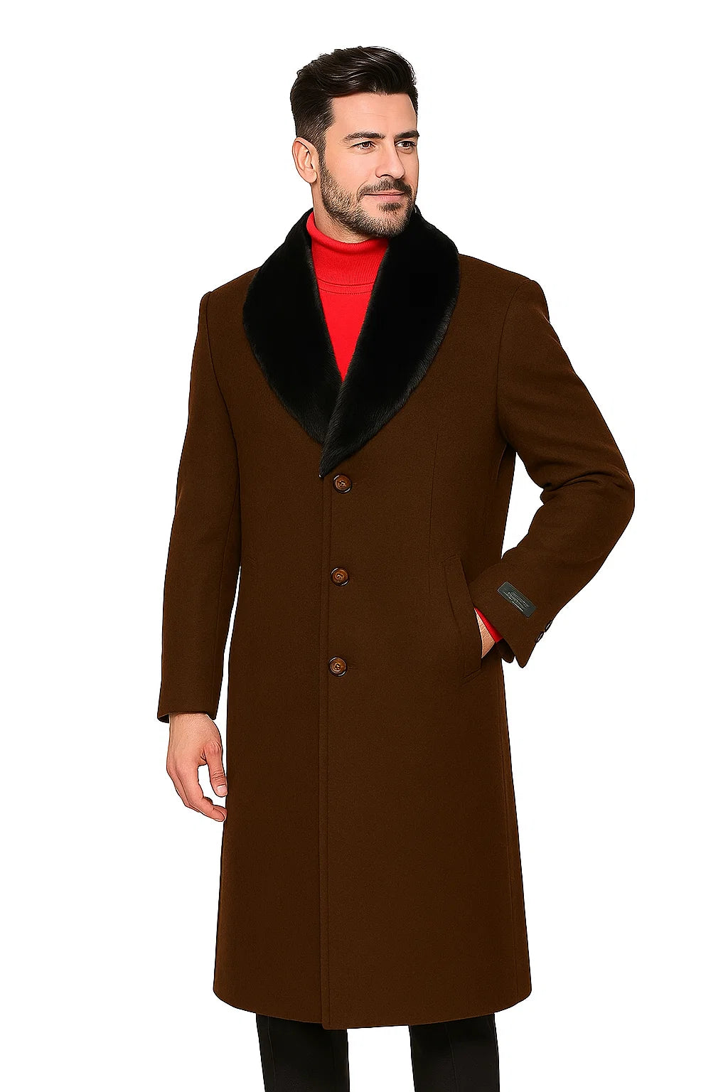 Men's Big And Tall Overcoat Long Men's Dress Topcoat - Winter coat 4XL 5XL 6XL Brown