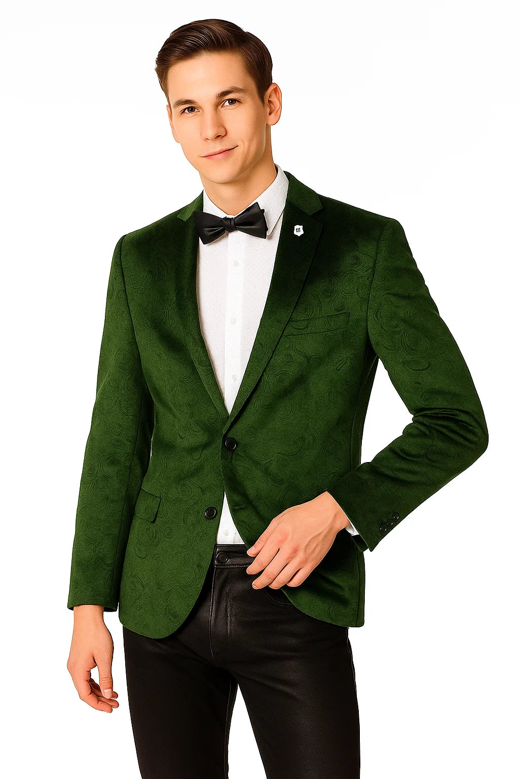 Olive Velvet Blazer - Paisley Sport Coat - Slim Fit