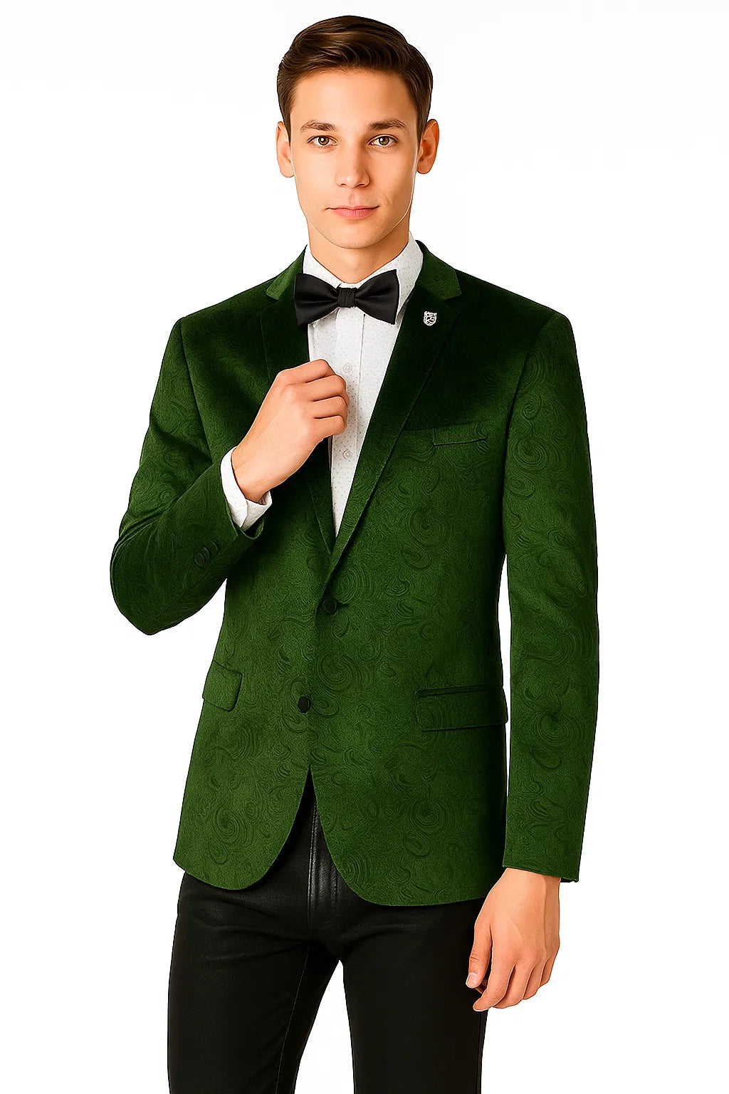 Olive Velvet Blazer - Paisley Sport Coat - Slim Fit