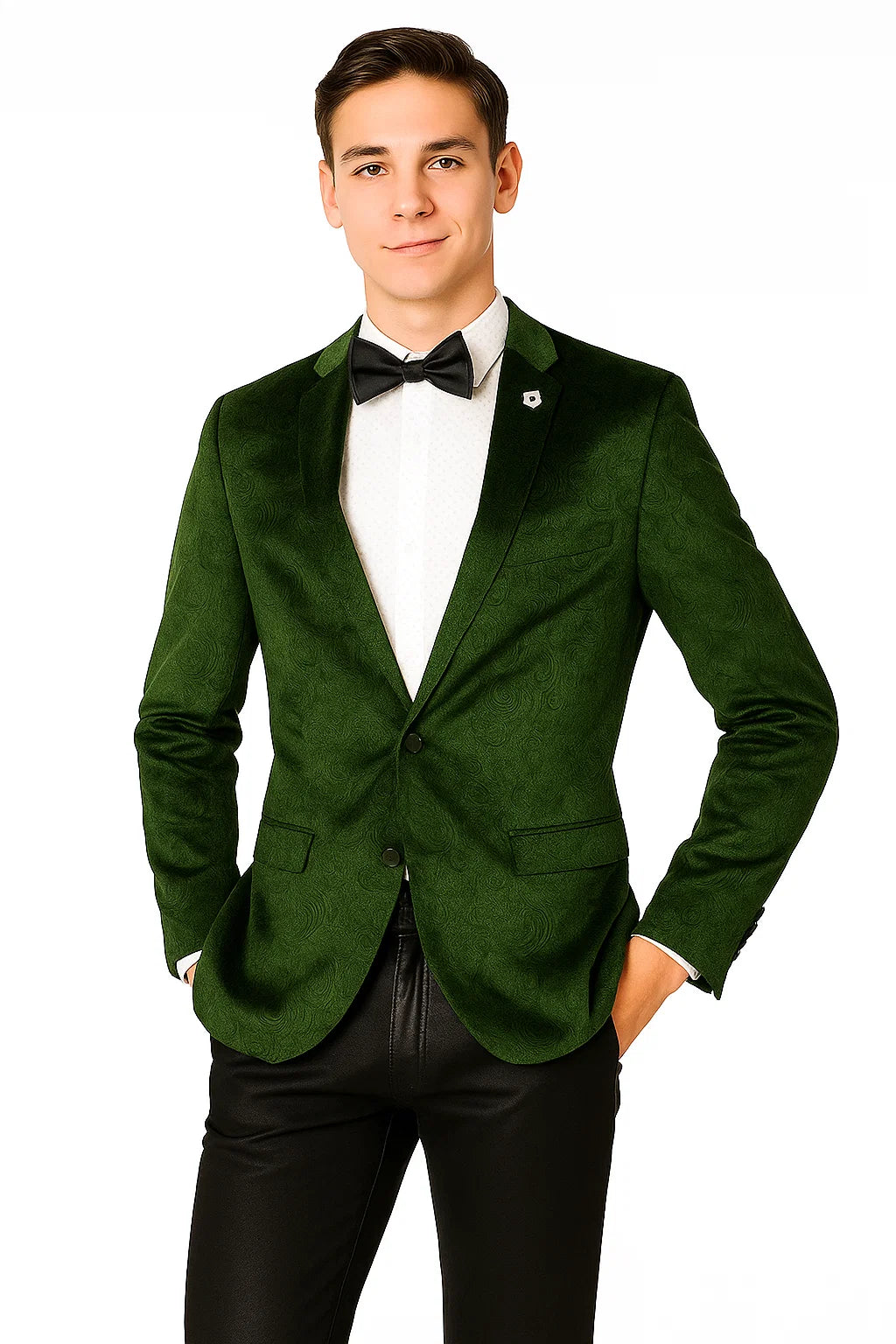 Olive Velvet Blazer - Paisley Sport Coat - Slim Fit