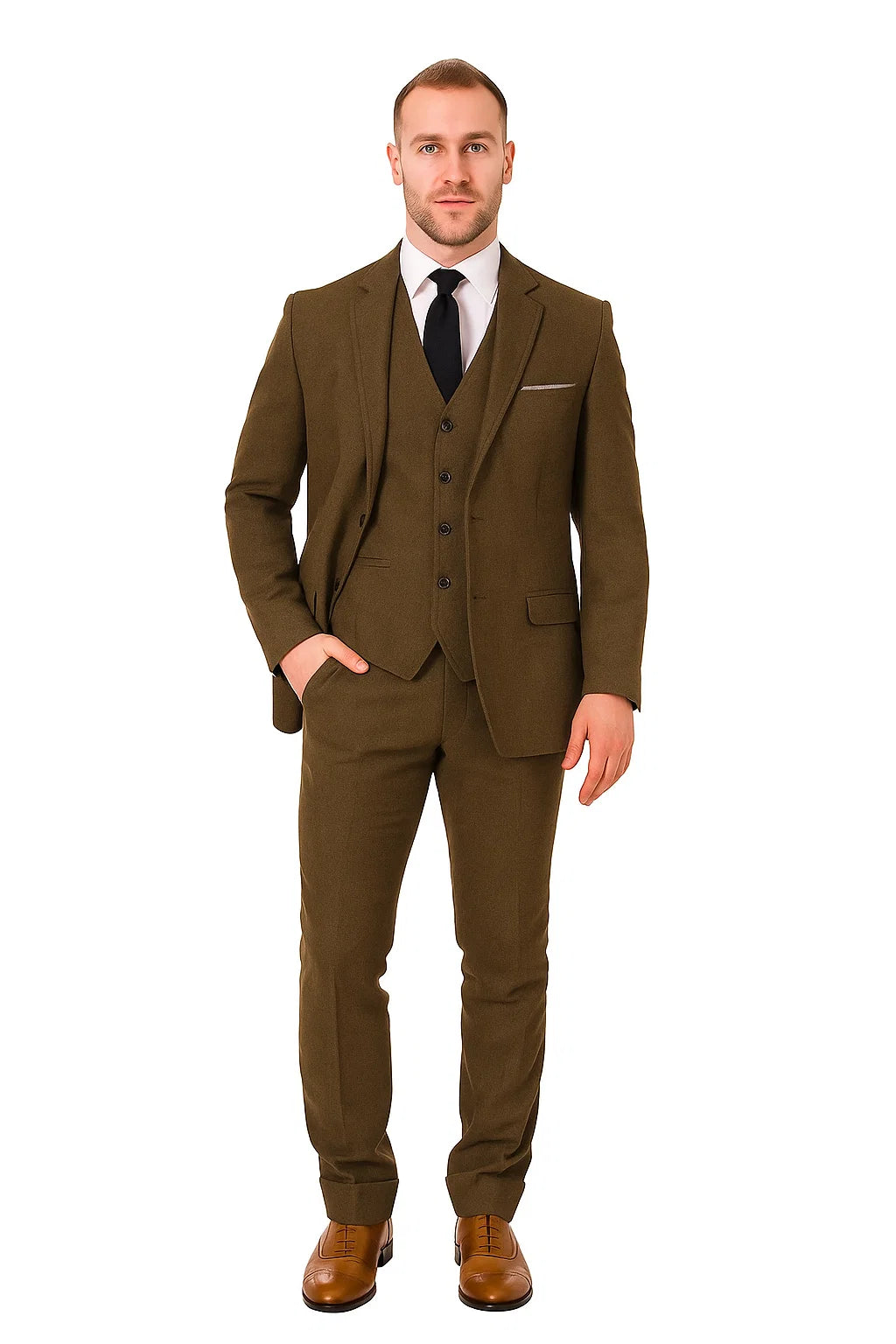 Men's Cognac Peaky Blinders Fashion Clothing Suit