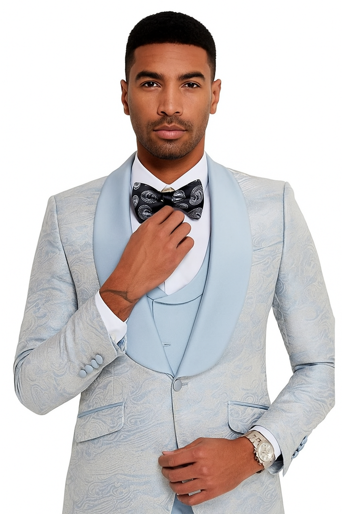 2026 Prom Blue Double-Breasted Tuxedo by Tazzio