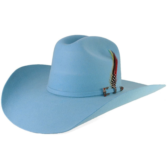 Texana Mujer 100X Azul Cielo con Plumas