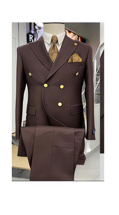 Men's Wool Double Breasted Sport Coat with Gold Buttons