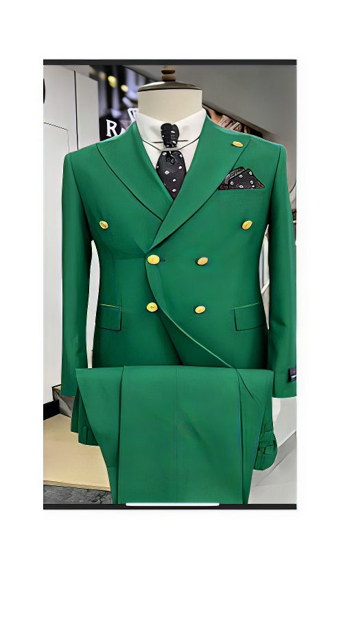 Emerald Green Wool Double Breasted Blazer