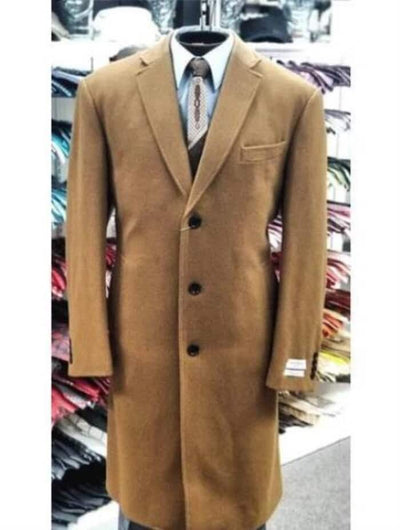 Three Button Light Brown Coffee Topcoat Vecuna