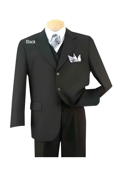 Three Buttons  100% Wool Black Suits