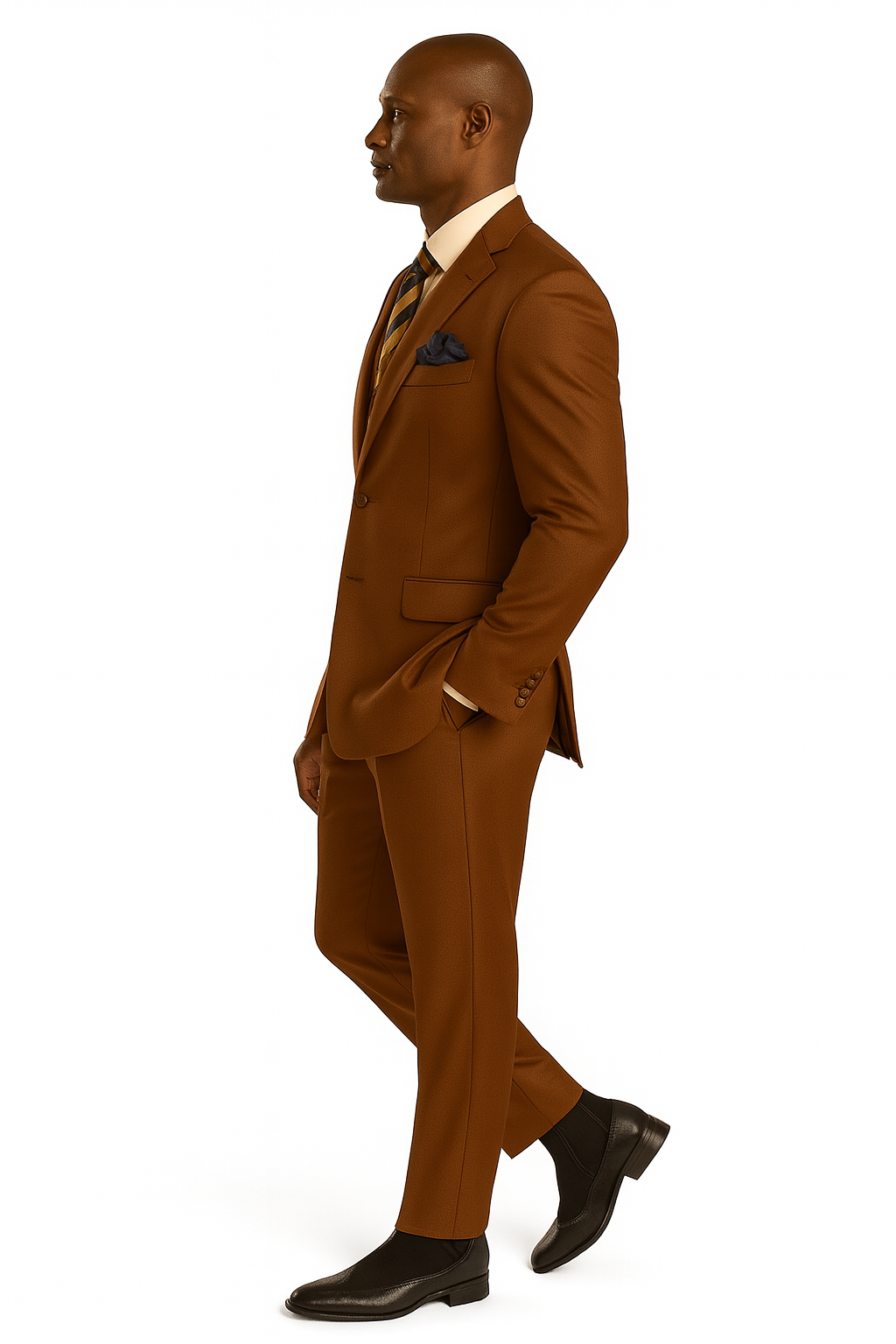 Solid Vested 3pc 2 Button Copper~Rust Suit - Three Piece Suit