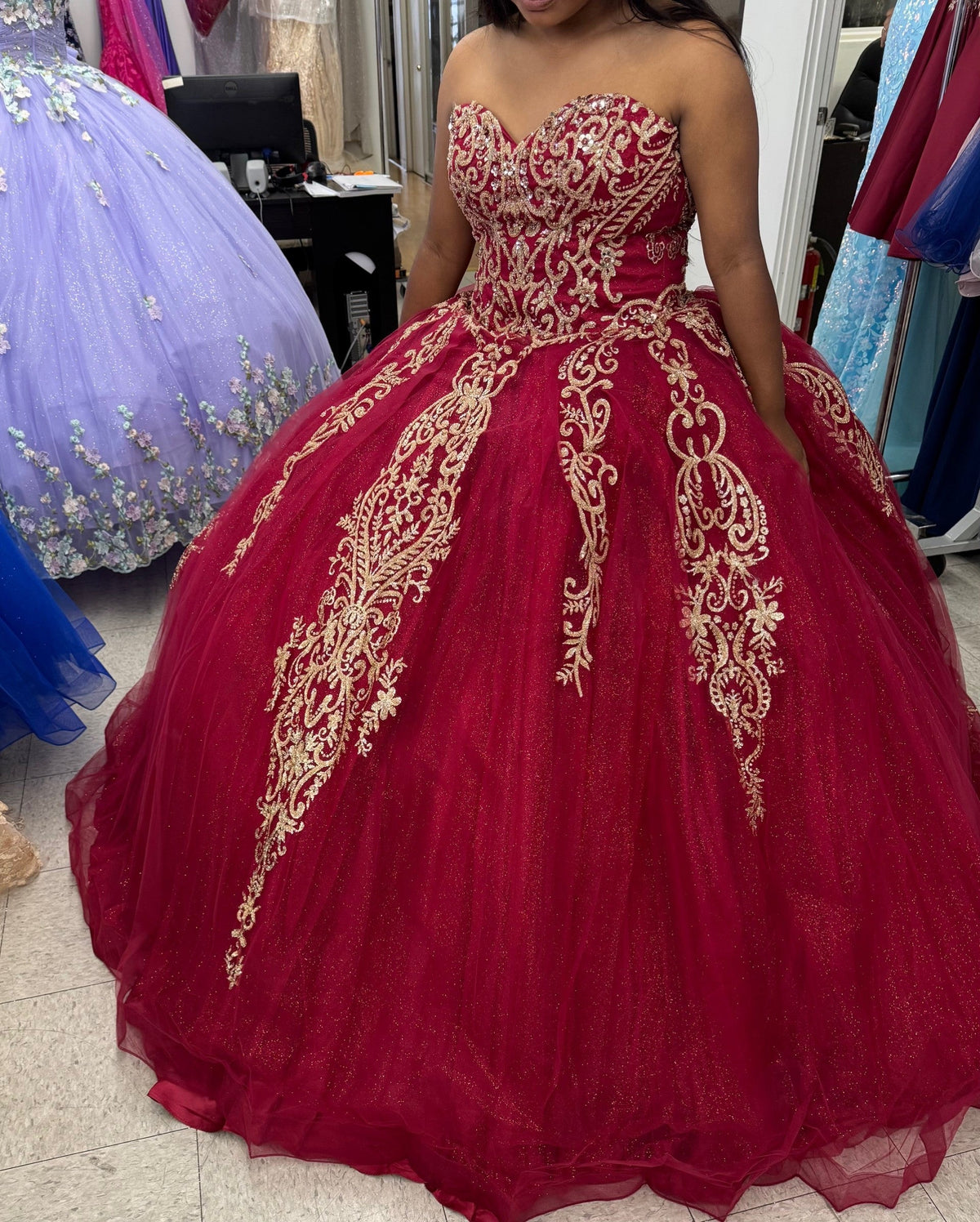 Layla K LK230 Sweetheart Glitter Tulle Quinceanera Long Gown