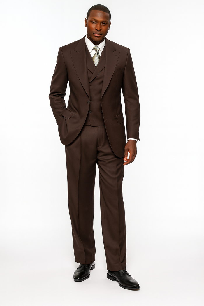 Tiglio Rosso Brown Wool 3 Piece Suit