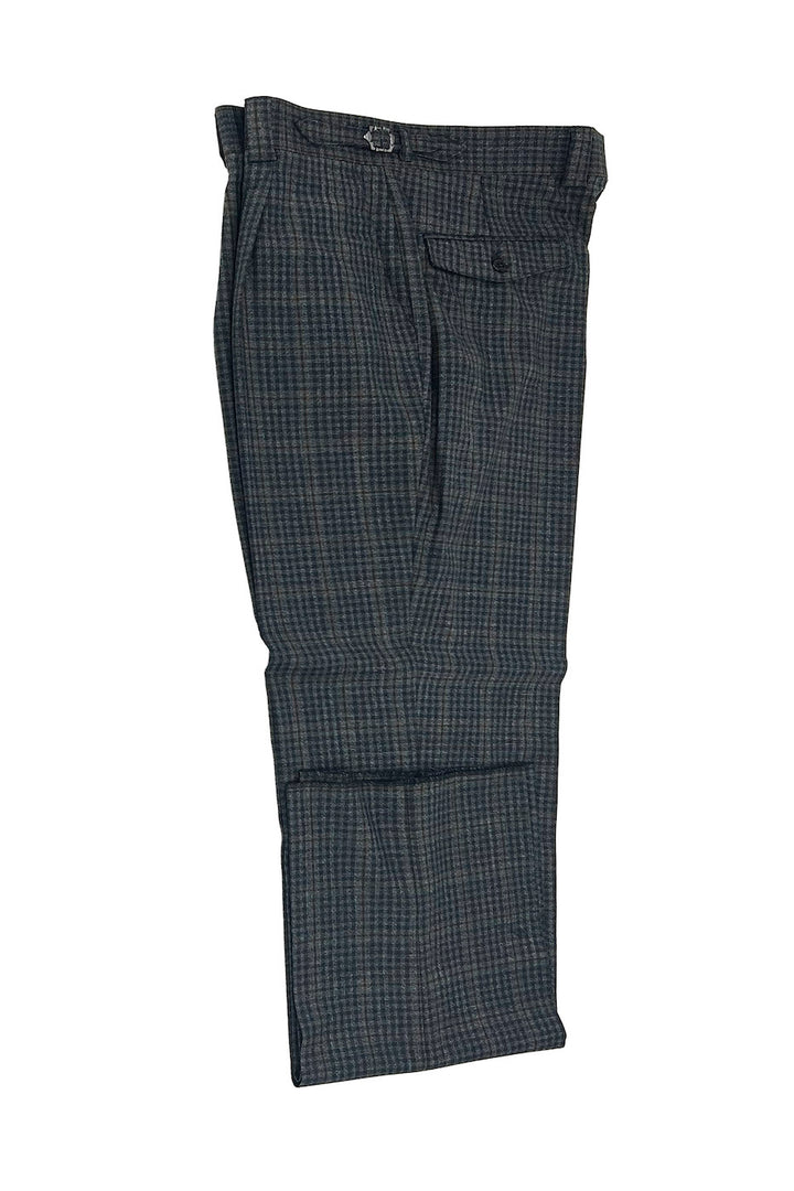 Gray Mini Check Wool Semi-Wide Leg Marbella Pants