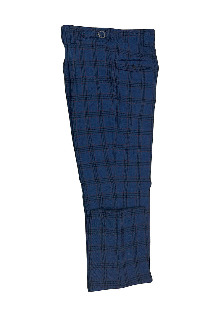 Tiglio Luxe Denim Blue Windowpane Wool Pants