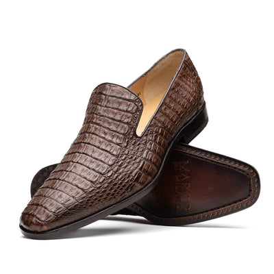 Marco Di Milano Trento Caiman Brown  Crocodile Slip-on Loafers
