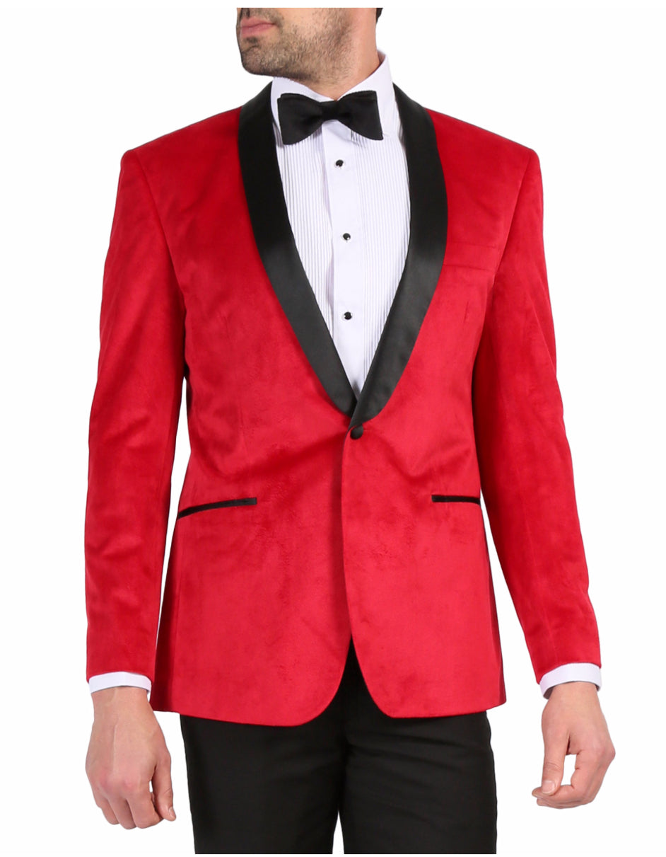 Red Velvet 1-Button Tuxedo Dinner Jacket