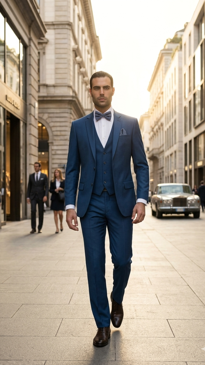 Men's Slim Fit Suits Three Piece Cobalt ~ Indigo ~ Bright Blue ~ Teal ~ Slate Blue Vested Suit