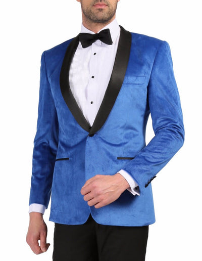 Royal Blue Velvet 1-Button Dinner Jacket