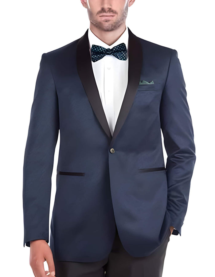 Tuxedo Midnight blue Navy Slim Fit 1 Button Shawl Collar Affordable Cheap Priced Unique Fancy For Men Available Big Sizes on sale Side Vents Jacket Best Cheap Blazer Suit Jacket For Men Affordable Sport Coats Sale