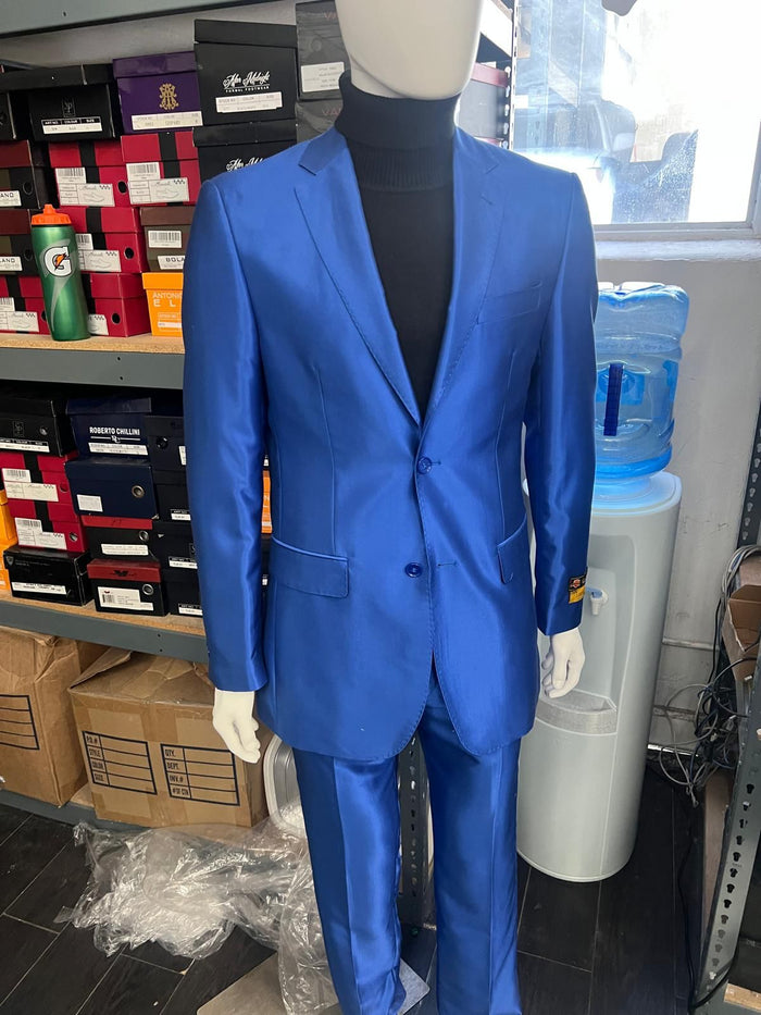 Men's Royal Blue Satin Slim Fit Tuxedo