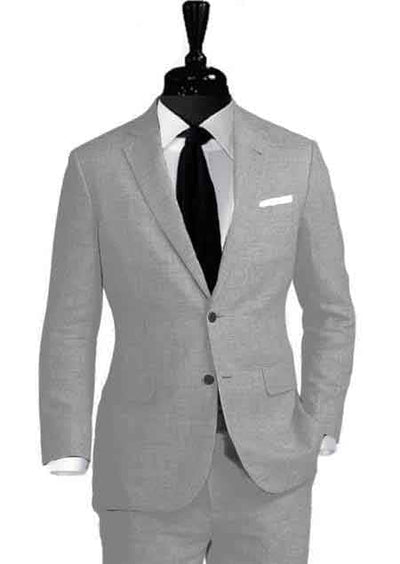 Two Button Grey Linen For Beach Wedding outfit Suit