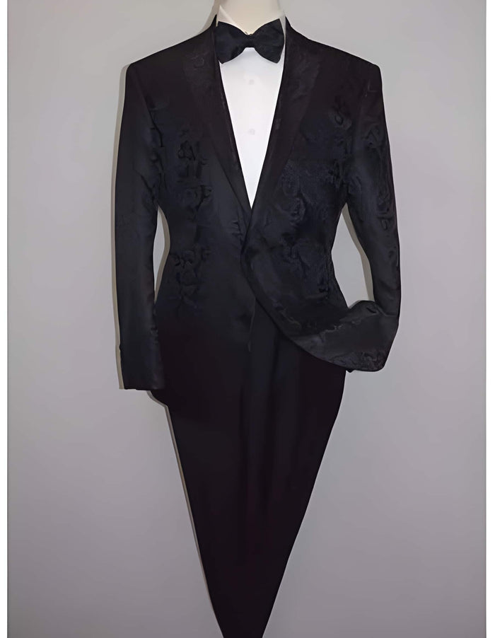 Two Buttons Paisley-100 Black Fancy Party Blazer For Men