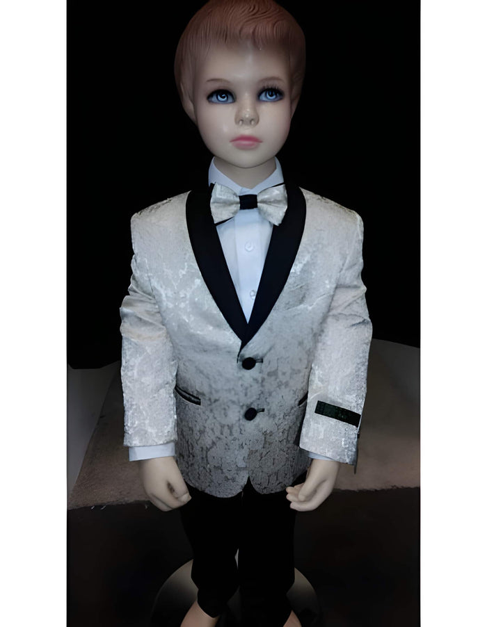 Two Toned Cream Prom ~ Wedding Groomsmen Patterned Tuxedo Paisley for Children Toddler Suits for Weddings & Kids