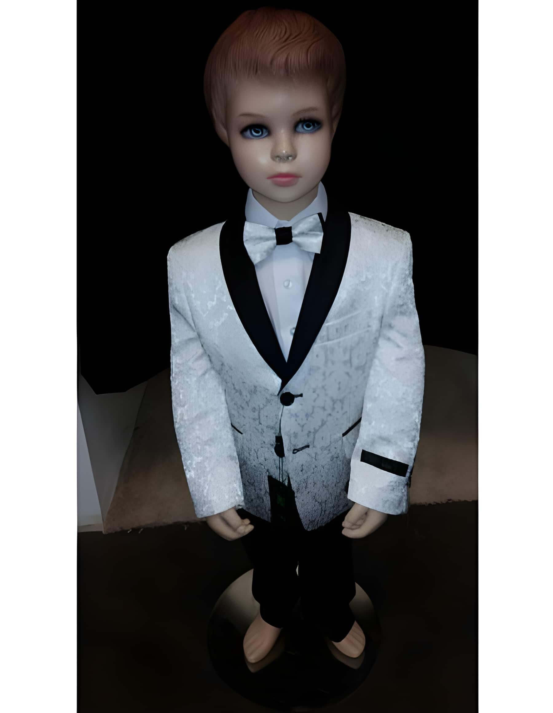 Two Toned Prom ~ Wedding Groomsmen Patterned Tuxedo All White Paisley for Kids Children Toddler Suits for Weddings