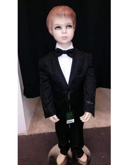 Two Toned Prom ~ Wedding Groomsmen Tuxedo Black Paisley for Kids Children Toddler Suits for Weddings